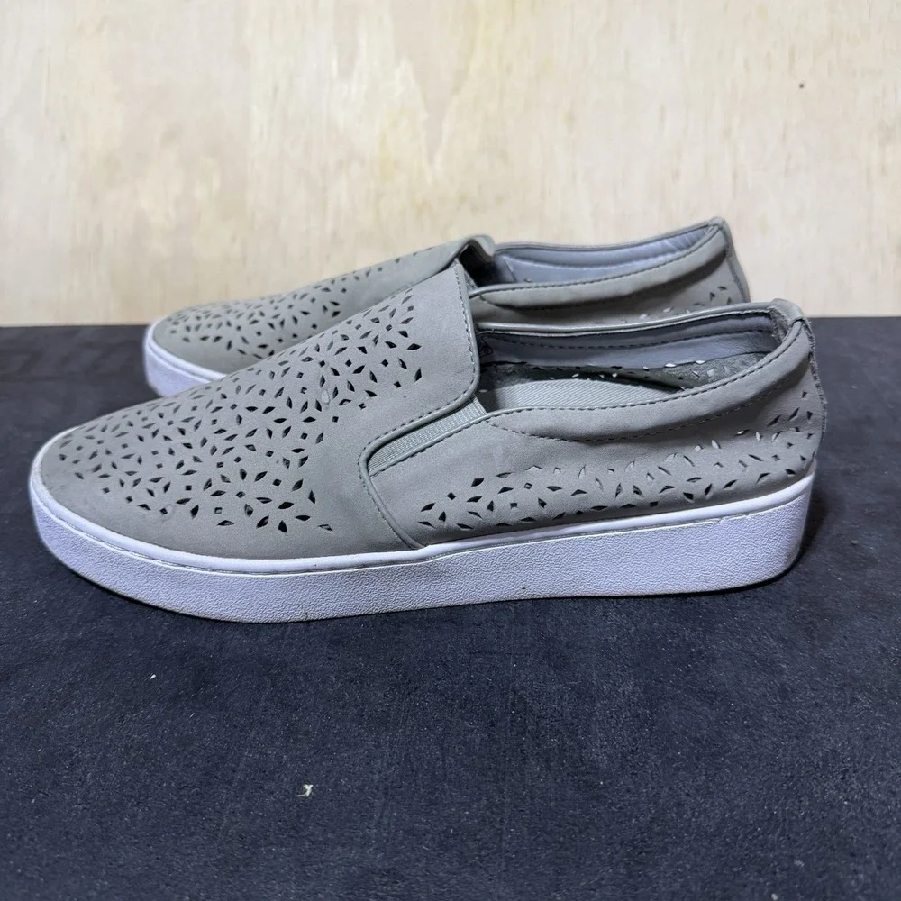 Vionic Women's Size 8 Gray Slip On Sneakers Perforated Casual Comfort Shoes